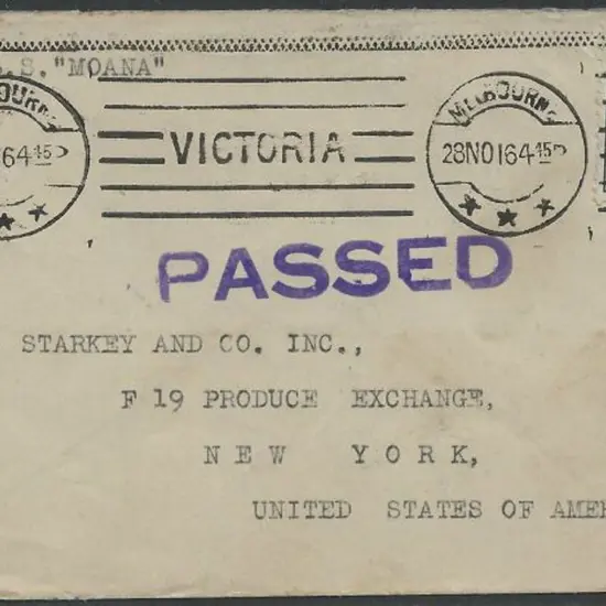 1916 (28th Nov) 2½d indigo, 2nd wmk, on censor ...