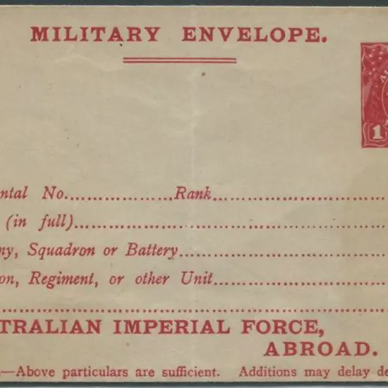 1917 1d red KGV "Military Envelope" with ...