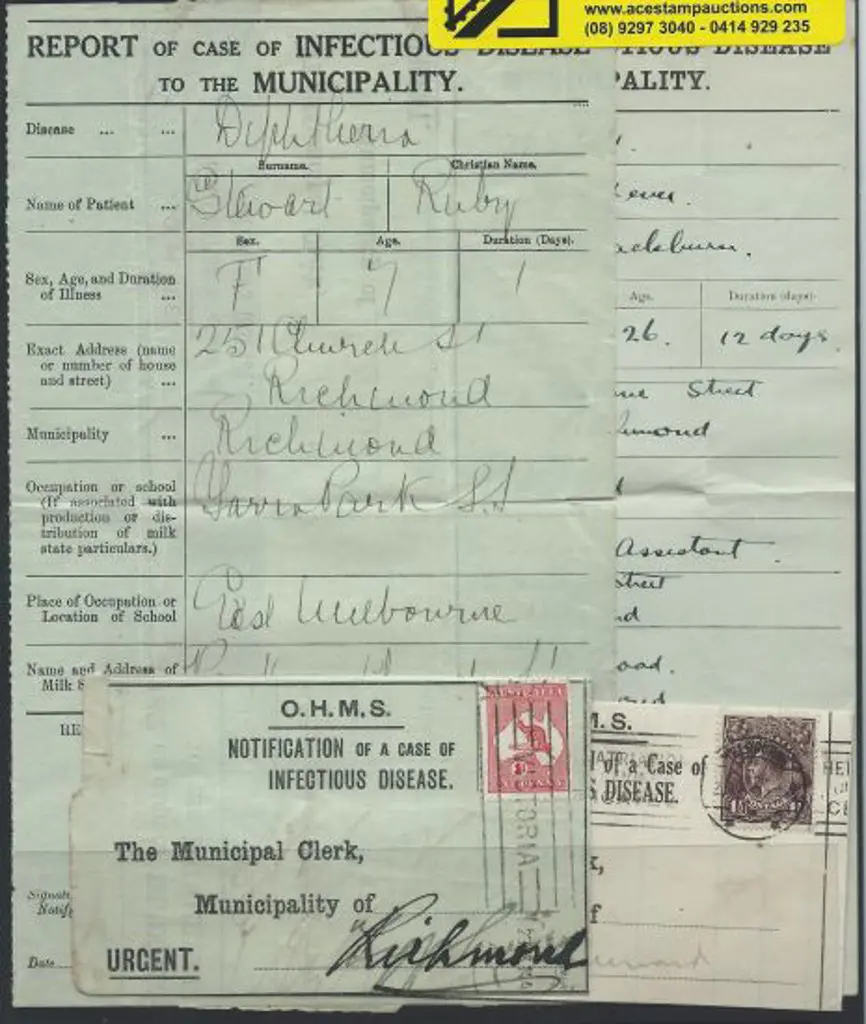 1917/19 ""NOTIFICATION OF A CASE OF INFECTIOUS ... Image 1++