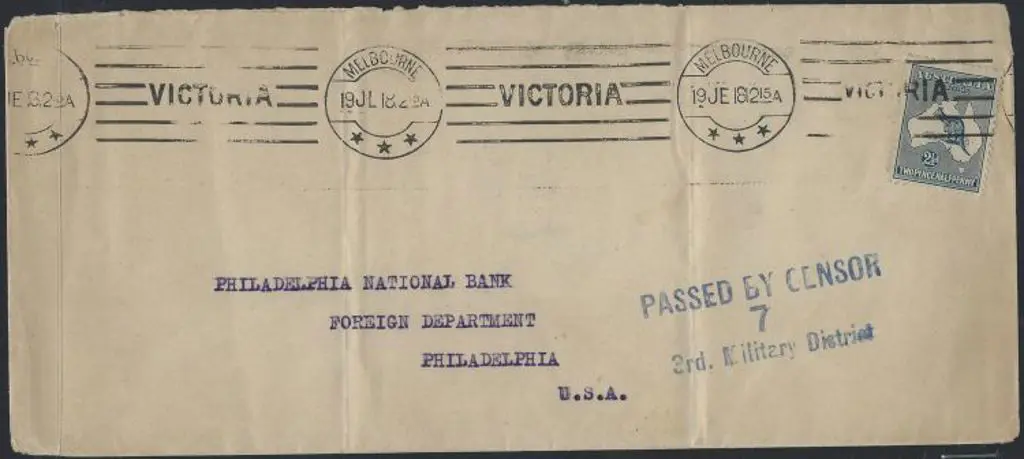 1918 (19th June) Censored cover to USA bearing 2½d ... Image 1++