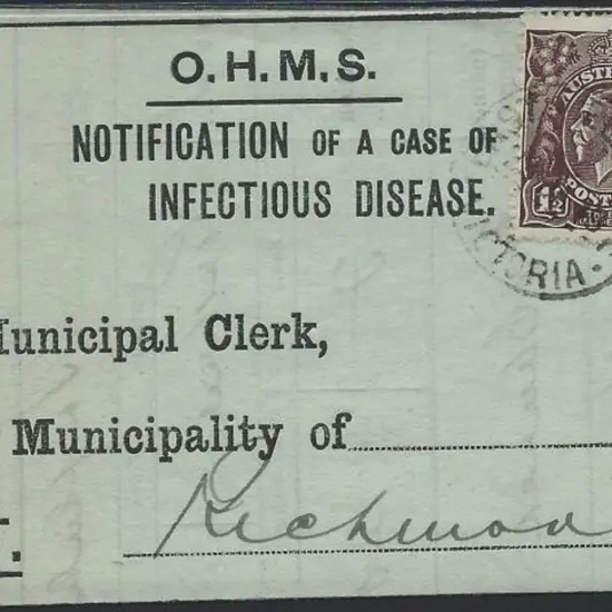 1919 (28th January) "Notification of a Case of ...