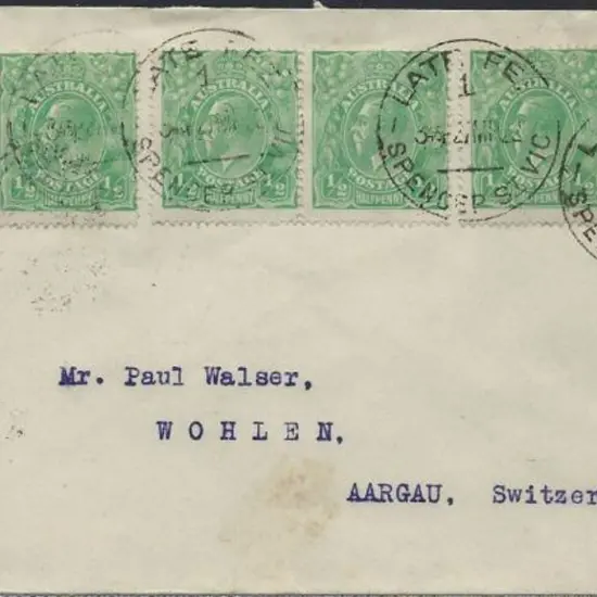 1922 (27th Mar) ½d Green KGV 2 singles & pair with ...