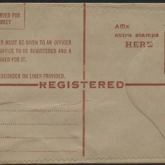 1923 4½d on 5d brown KGV Registered Envelope with ...