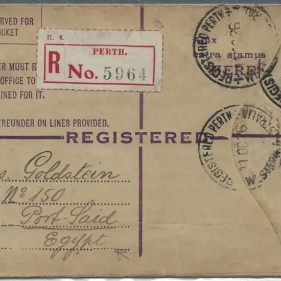 1928 4½d violet KGV oval Registered Envelope with ...
