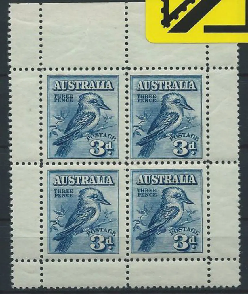 1928 Kookaburra Miniature Sheet from top of sheet. ... Image 1++