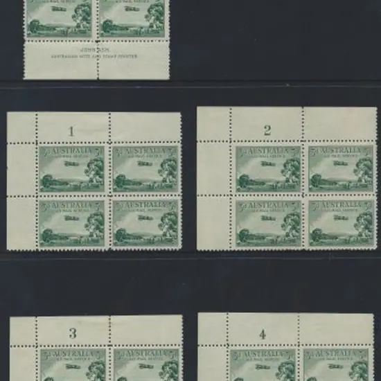 1929 3d green Airmail, type A, imprint block of 4 ...