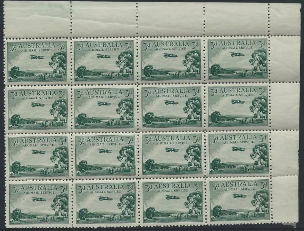 1929 3d green Airmail, type B, top right marginal ... Image 1++