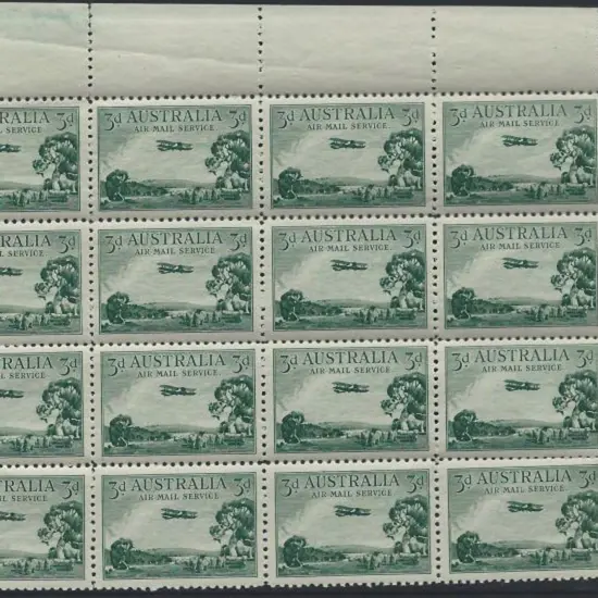 1929 3d green Airmail, type B, top right marginal ...