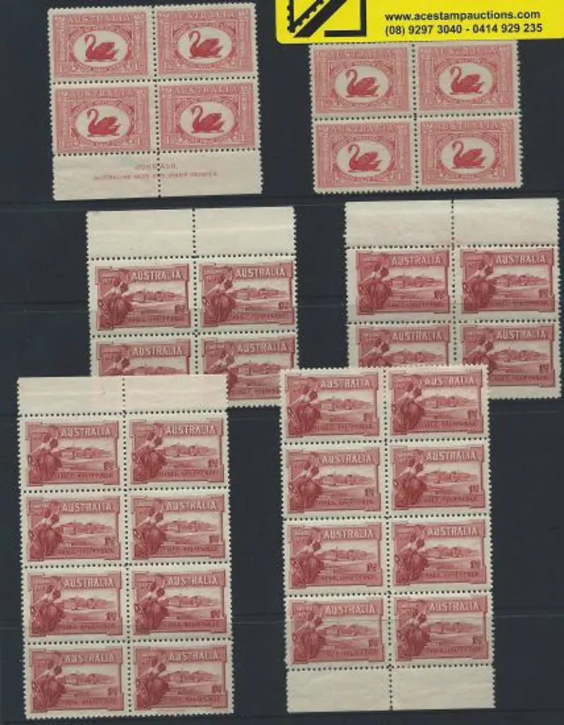 1929 1½d WA Cent imprint block of 4 (selvedge ... Image 1++