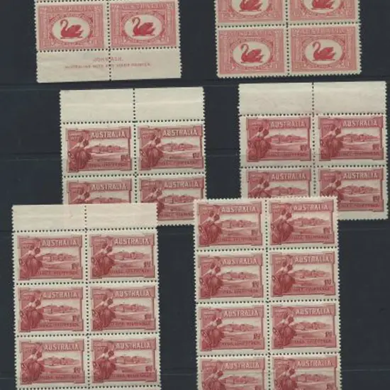 1929 1½d WA Cent imprint block of 4 (selvedge ...
