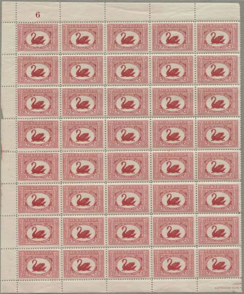 1929 1½d WA Cent half sheet of 40, plate 6 with ... Image 1++