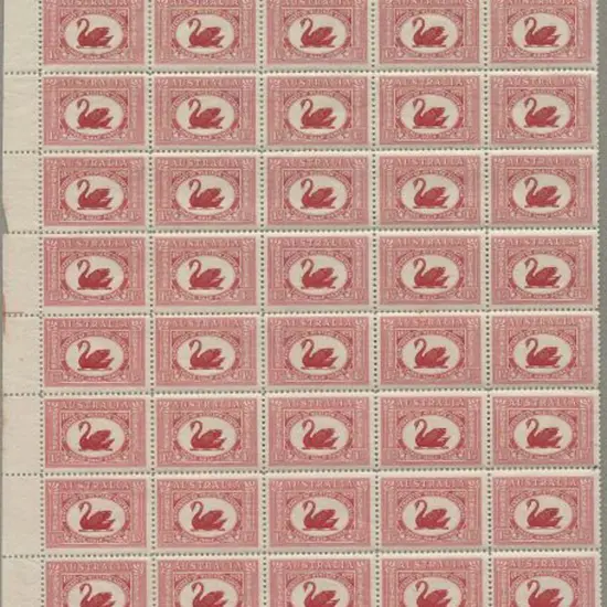 1929 1½d WA Cent half sheet of 40, plate 6 with ...