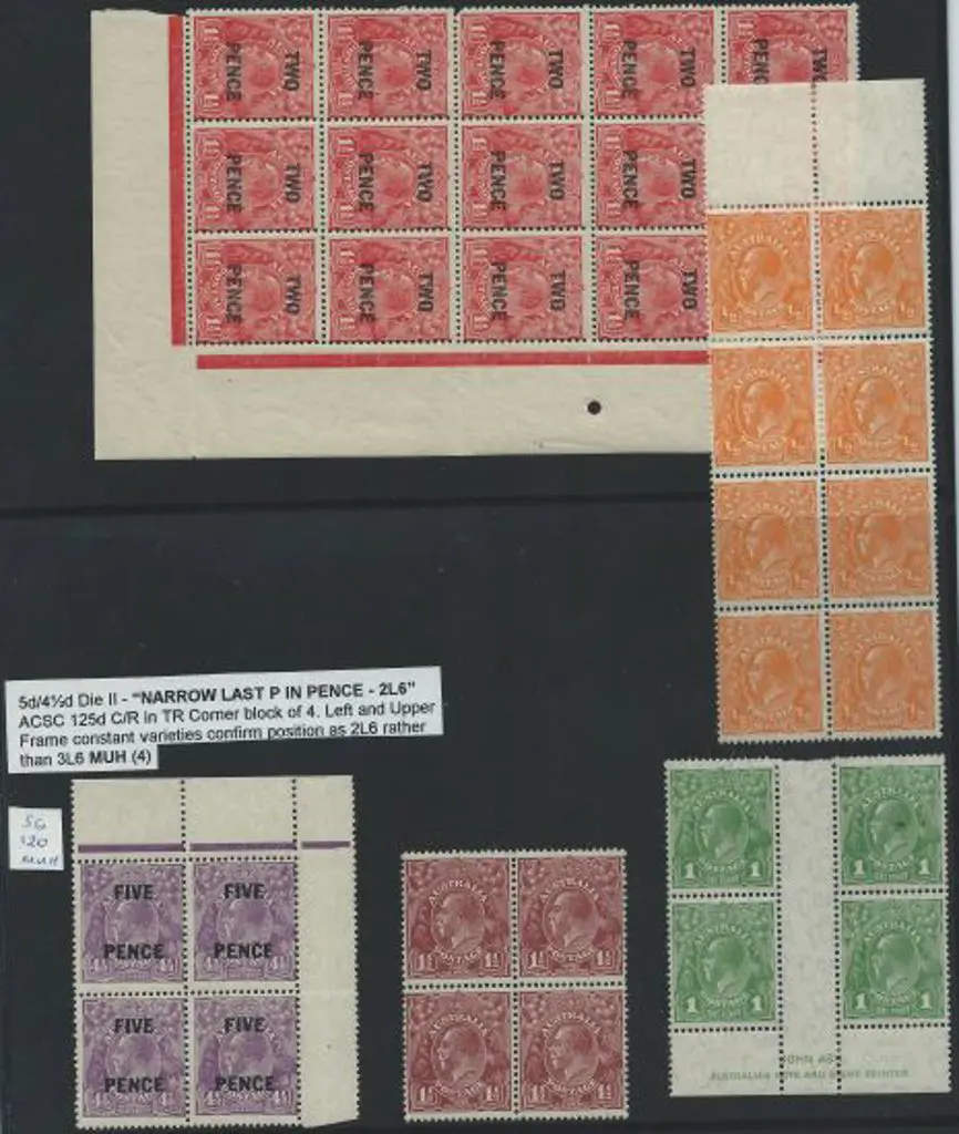 1930 KGV surcharges in marginal blocks. 2d x 15 ... Image 1++
