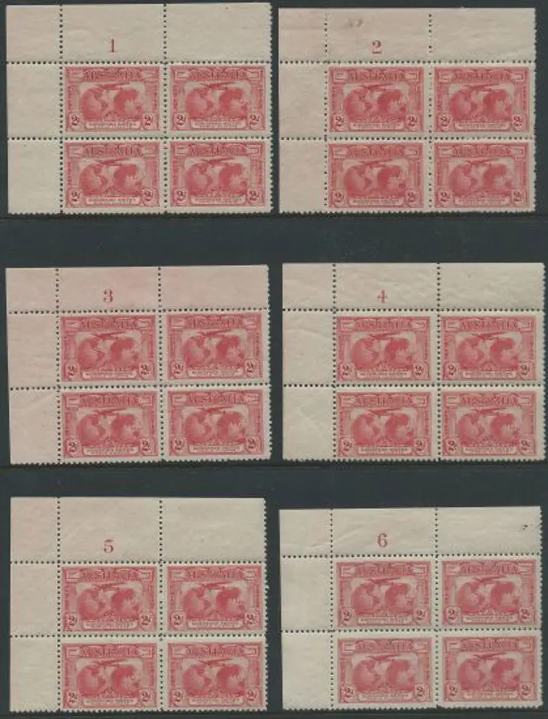 1931 2d Kingsford Smith set of 8 plate number ... Image 1++