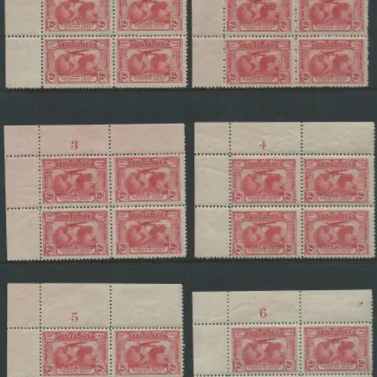 1931 2d Kingsford Smith set of 8 plate number ...