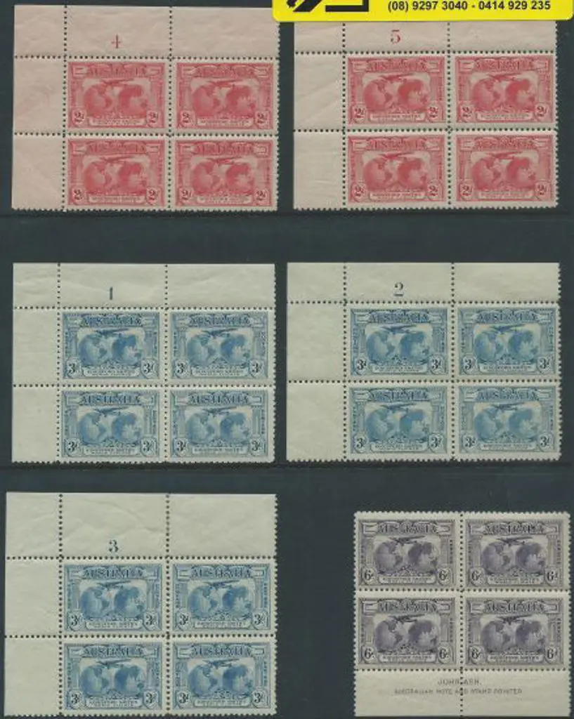 1931 Kingsford Smith corner blocks for 2d plates 4 ... Image 1++