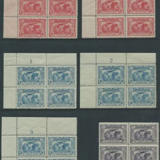 1931 Kingsford Smith corner blocks for 2d plates 4 ...