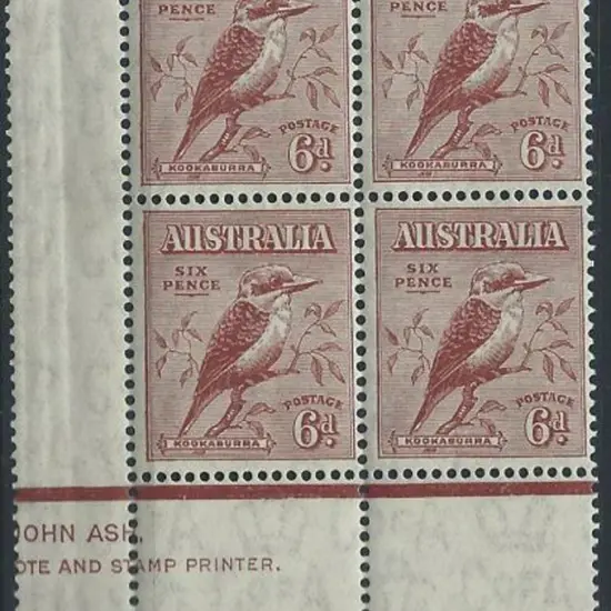 1932 6d kookaburra in lower left of right pane ...