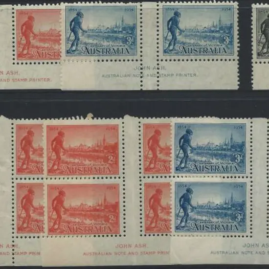1934 Victoria Cent perf. 10½ imprint pairs of 2d, ...
