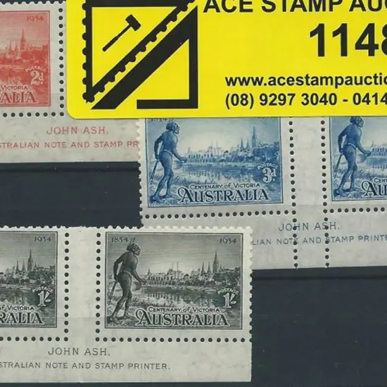 1934 Victoria Cent perf. 10½ in Ash imprint pairs ...