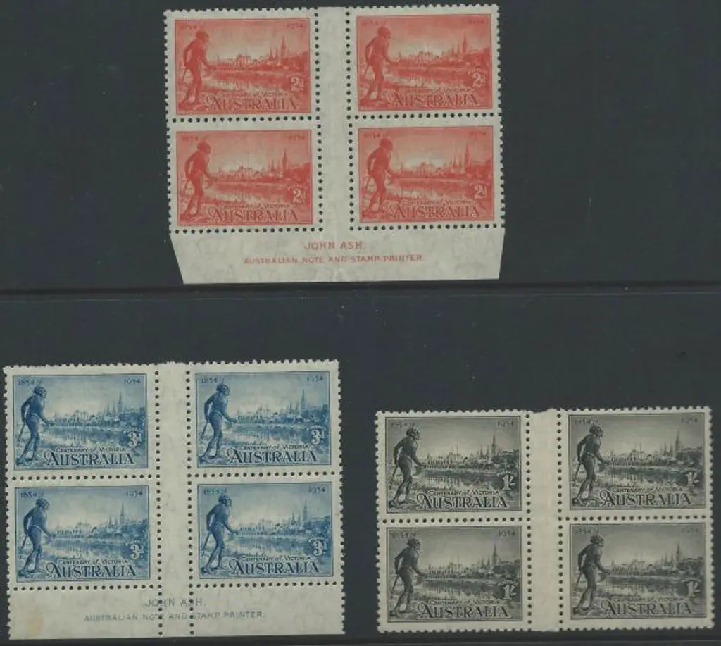 1934 Victoria Cent perf. 10½ set of 3 in Ash ... Image 1++
