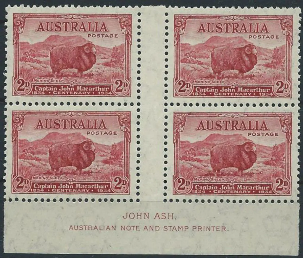 1934 2d Macarthur "dark Hills" Ash imprint gutter ... Image 1++