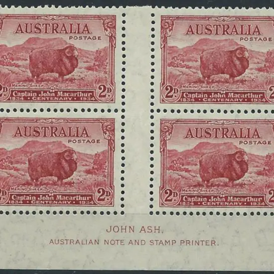1934 2d Macarthur "dark Hills" Ash imprint gutter ...