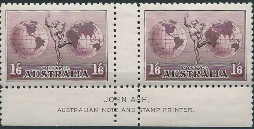 1934 1/6d Hermes, no wmk, perf. 11 Ash imprint ... Image 1++