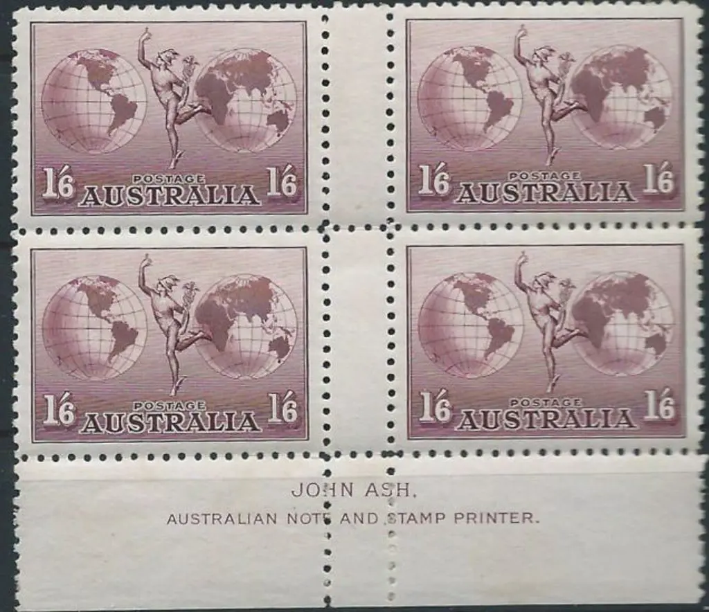 1934 1/6d Hermes, no wmk, perf. 11 in Ash imprint ... Image 1++