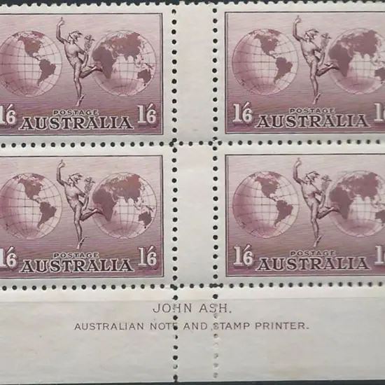 1934 1/6d Hermes, no wmk, perf. 11 in Ash imprint ...