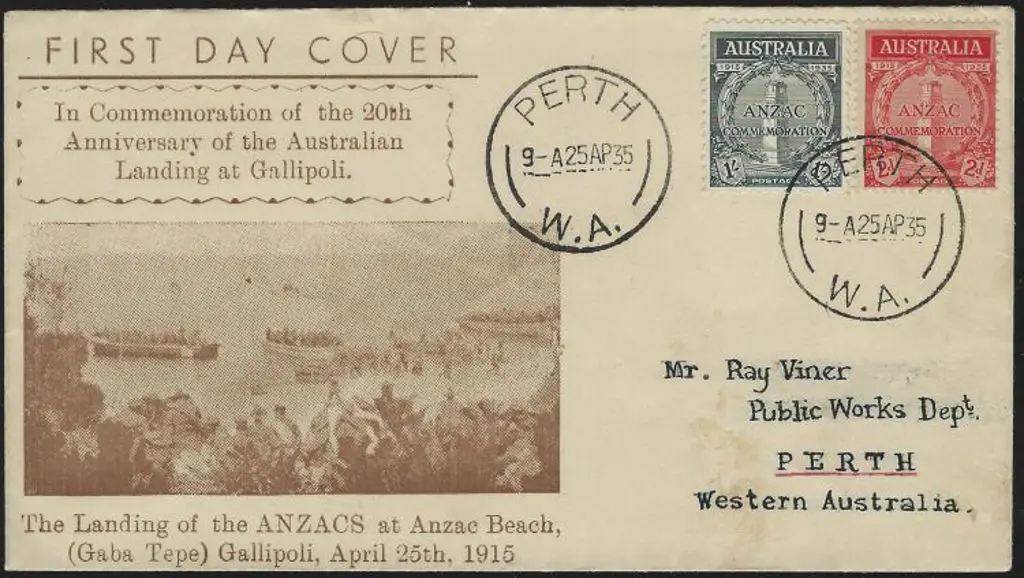 1935 (25th April) 2d & 1/- Anzac pair on 20th ... Image 1++
