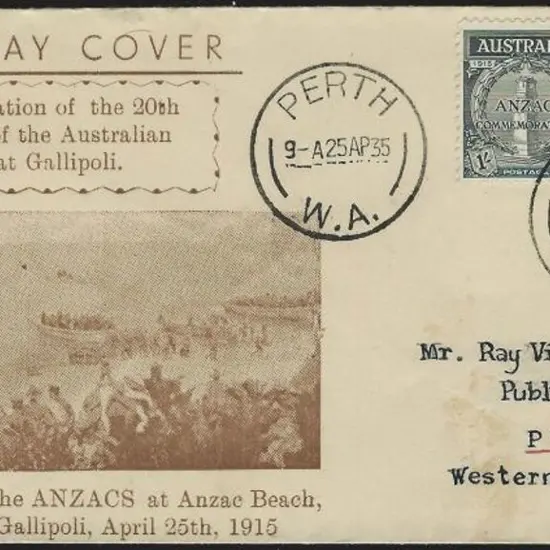 1935 (25th April) 2d & 1/- Anzac pair on 20th ...