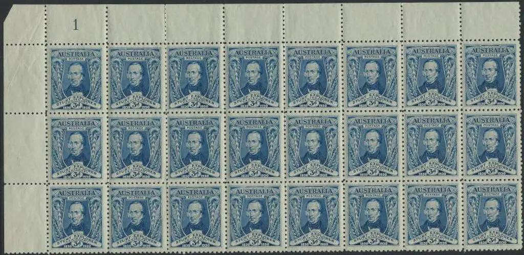 1936 3d Sturt top left corner block of 24 (8x3) ... Image 1++