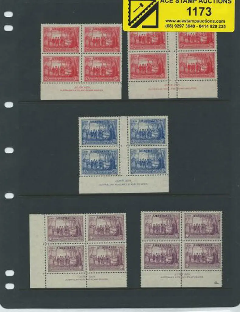 1937 NSW Sesqui set of 3 in Ash imprint gutter ... Image 1++