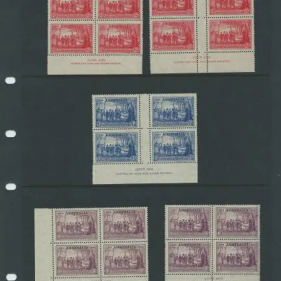 1937 NSW Sesqui set of 3 in Ash imprint gutter ...