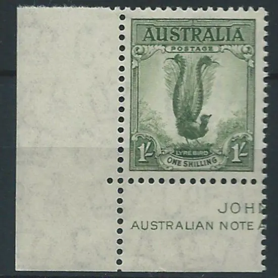 1937/48 1/- Lyrebird, perf. 13½x14, with part Ash ...