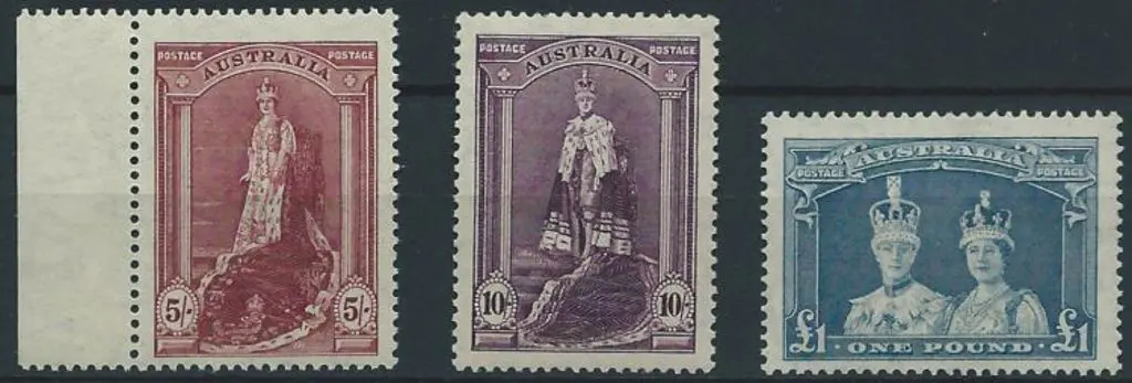 1937/48 Robes set of 3 on thin paper with 5/- ... Image 1++