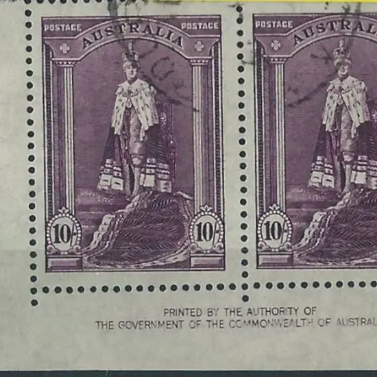 1937/49 10/- Robes corner pair on thin paper with ...