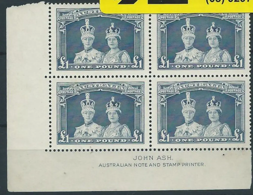 1937/49 £1 Robes on thick paper Ash imprint block ... Image 1++