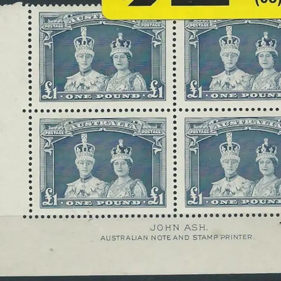 1937/49 £1 Robes on thick paper Ash imprint block ...
