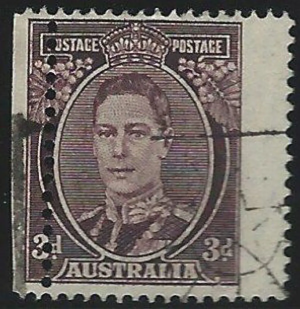 1937/49 3d purple brown KGVI with vertical perfs ... Image 1++