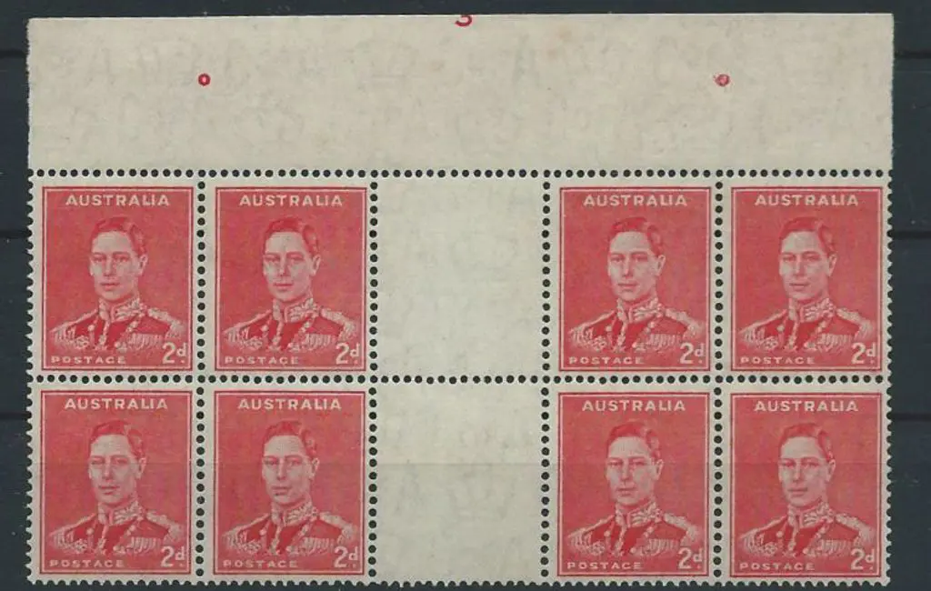 1938 2d scarlet KGVI, perf. 15x14, Die II gutter ... Image 1++