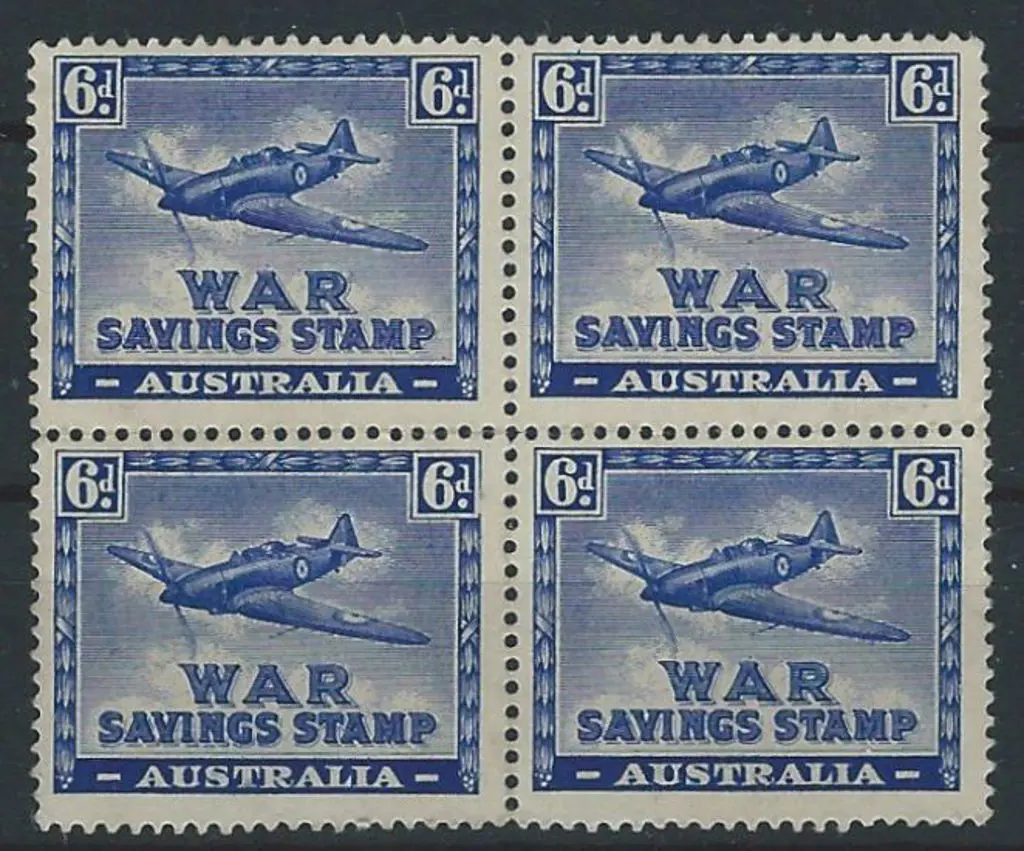 1940 6d spitfire War Savings Stamp block of 4. ... Image 1++
