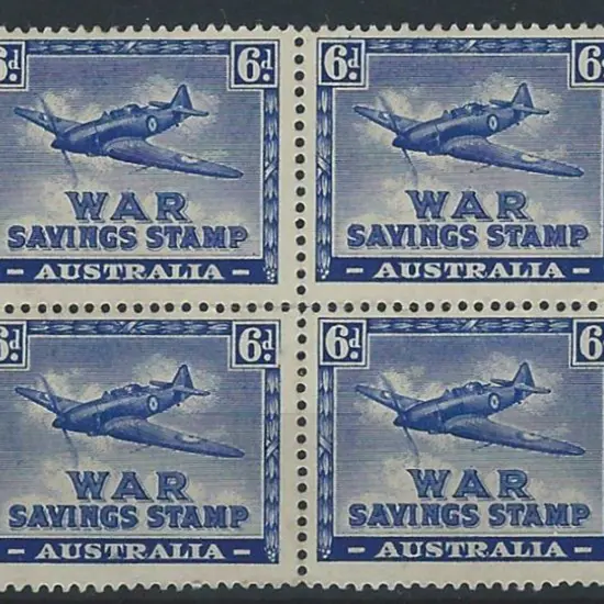1940 6d spitfire War Savings Stamp block of 4. ...