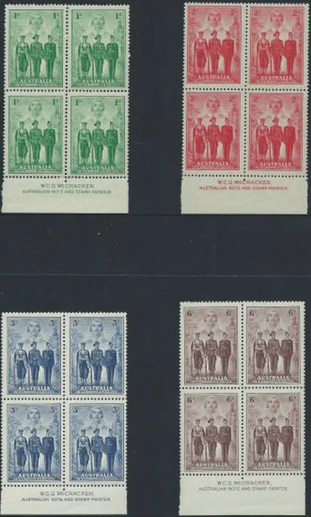 1940 AIF set of 4 in McCracken imprint blocks of ... Image 1++