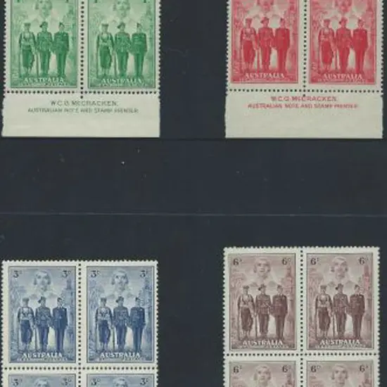 1940 AIF set of 4 in McCracken imprint blocks of ...