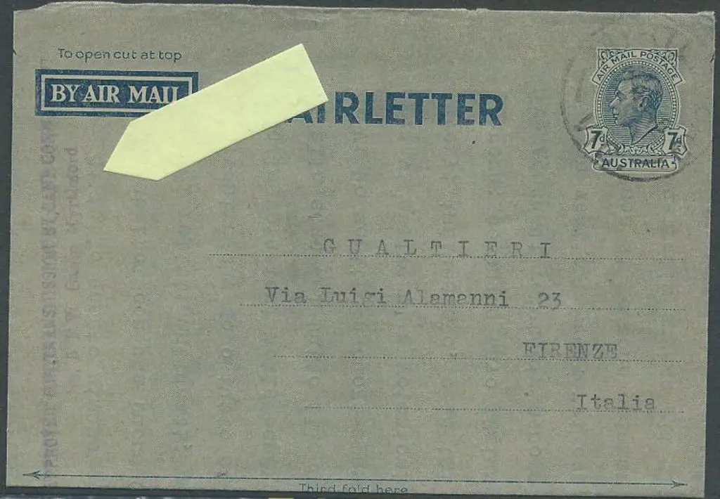 1946 (19th May) POW mail from Myrtleford to Italy ... Image 1++