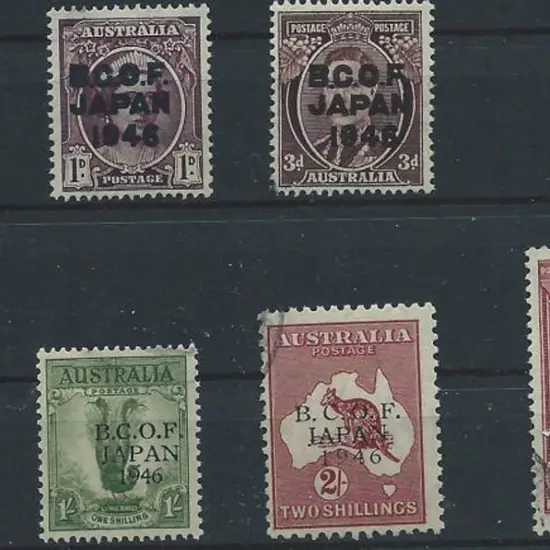 1946 BCOF set of 7 to 5/- on thin paper. F/U with ...