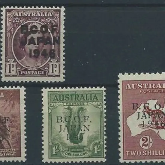1946 BCOF set of 7 to 5/- Robes on thick paper ...