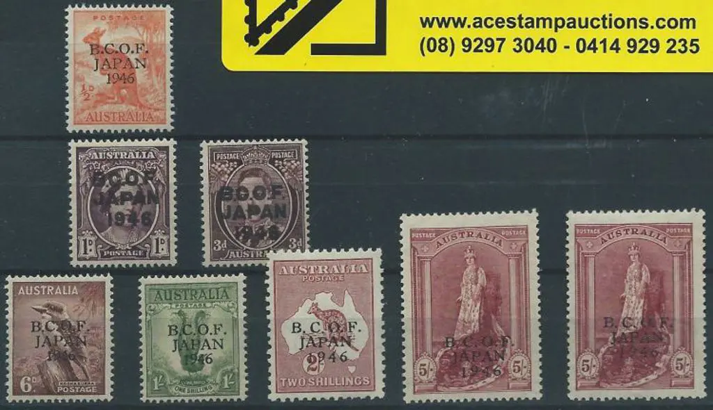 1946 BCOF set of 7 to 5/- Robes on thin paper. ... Image 1++